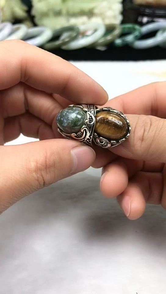 【闪购商品】玛瑙/玉髓戒指未镶嵌一对