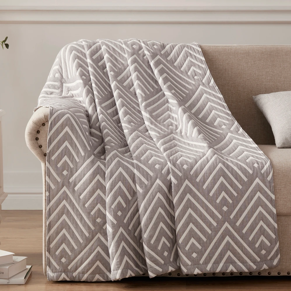 XDONGY（冬云家纺）150*200高密恒 小鱼花纹灰 简约多功能毯