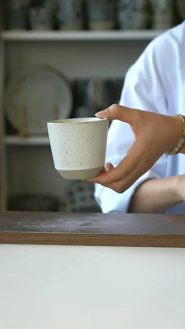 出澳洲RG粗陶砂釉白手握杯180ml@4-2@