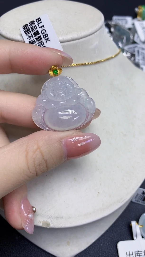 颈饰18K金镶嵌翡翠天然缅甸翡翠A货多样性发一件