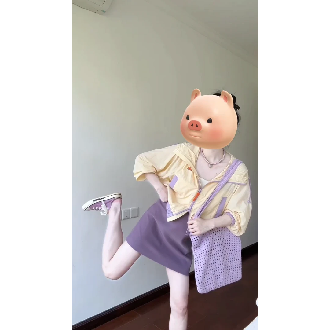 MARIE.COCO夏季新款休闲穿搭套装宽松连帽防晒衫高腰别致A字短裙
