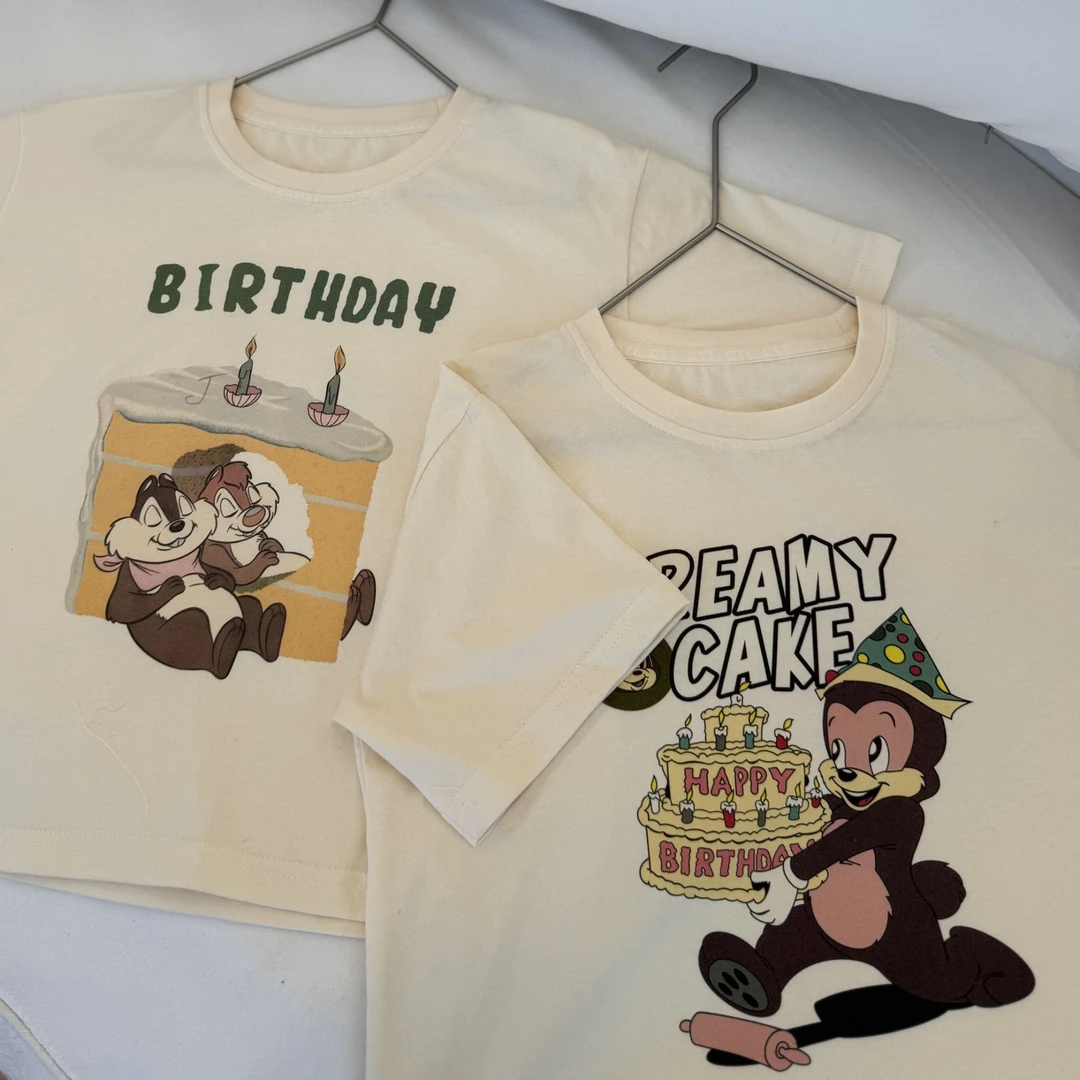 2025中大童松鼠蛋糕和猴子礼帽短袖252058