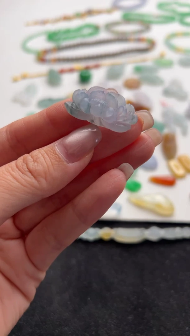 定制翡翠未镶嵌紫莲花2800+280