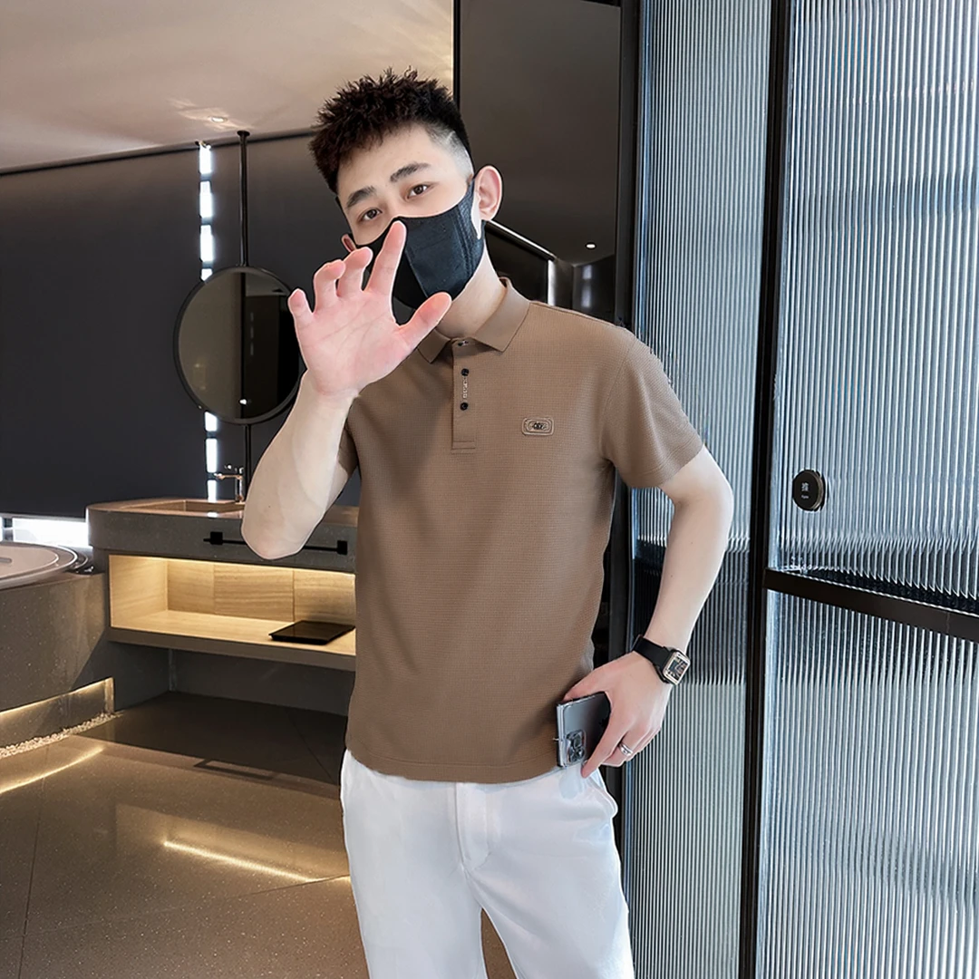 高端简约刺绣polo衫男士冰丝无痕短袖夏季2025新款商务休闲速干T