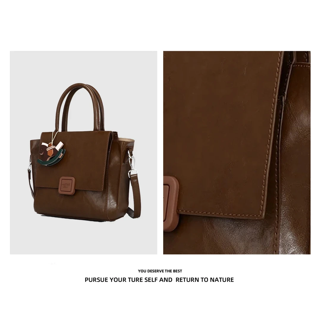 新款时尚百搭手提单肩包，M197棕色