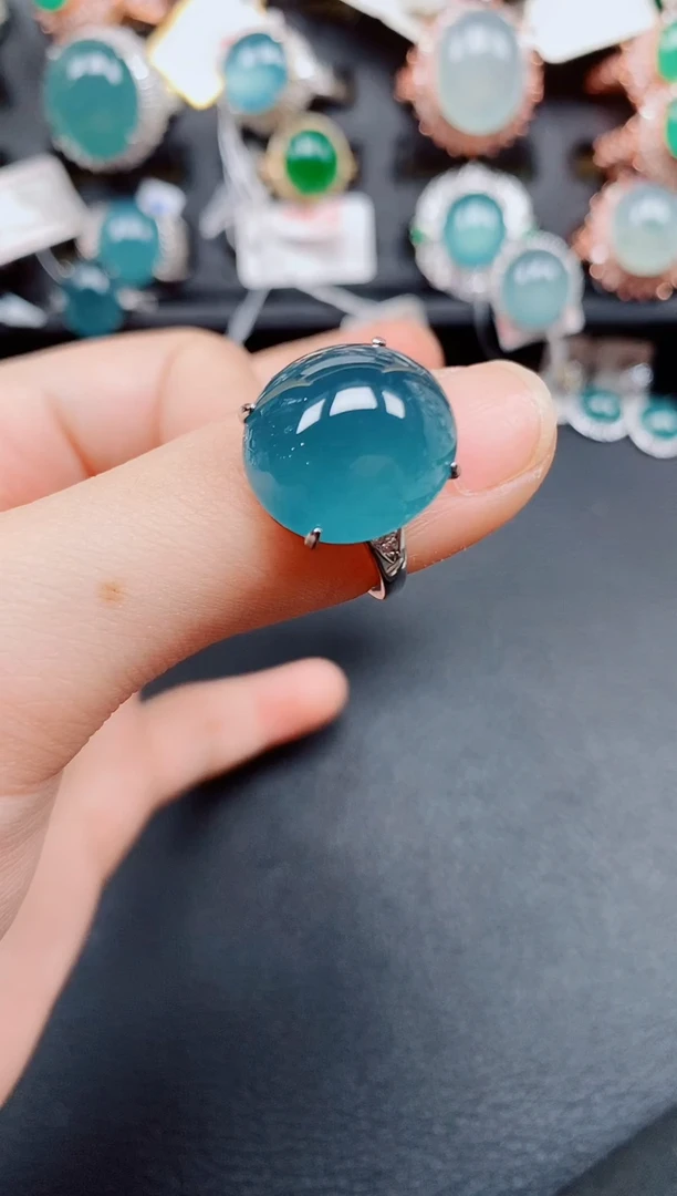 银S925镶嵌戒指翡翠翡翠