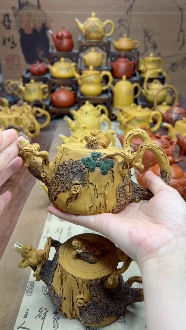 【闪购商品】紫砂茶壶枯木逢春松鼠壶