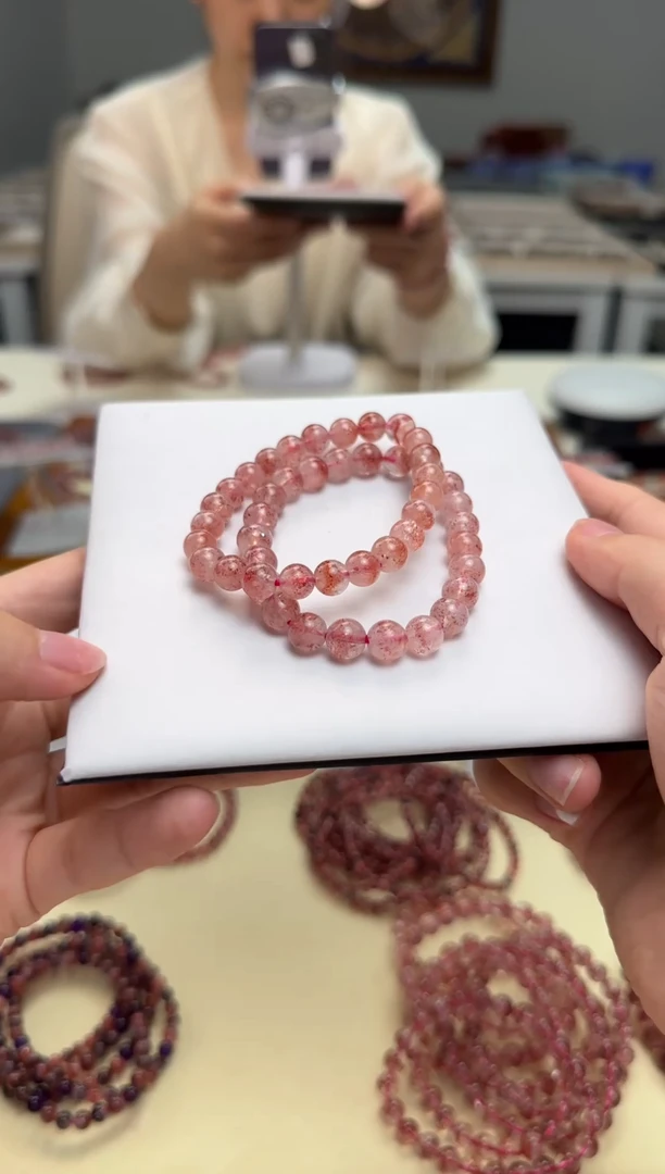 未镶嵌手串水晶芬达金草莓8mm+ 多样性发一