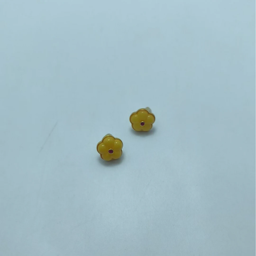 B6452 蜜蜡花朵银耳钉 多样性发货其一 气质 | 时尚 | 百搭 素款