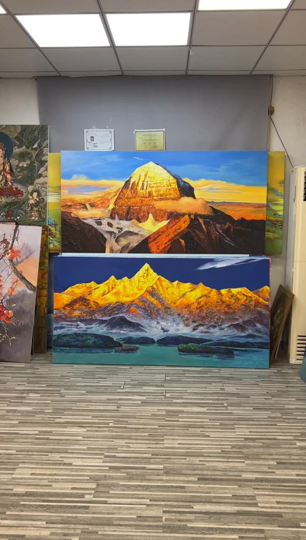 油画手绘油画孤品 梅里金山110*210