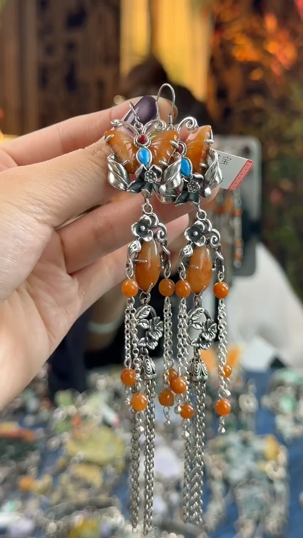 银S925镶嵌翡翠耳饰耳坠