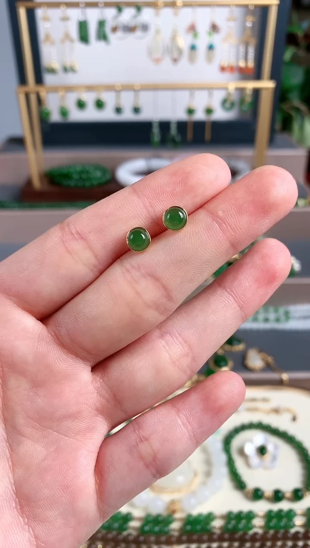 银S925镶嵌和田玉耳饰2