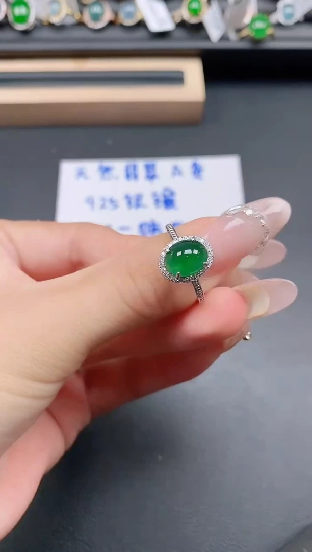 银S925镶嵌戒指翡翠111