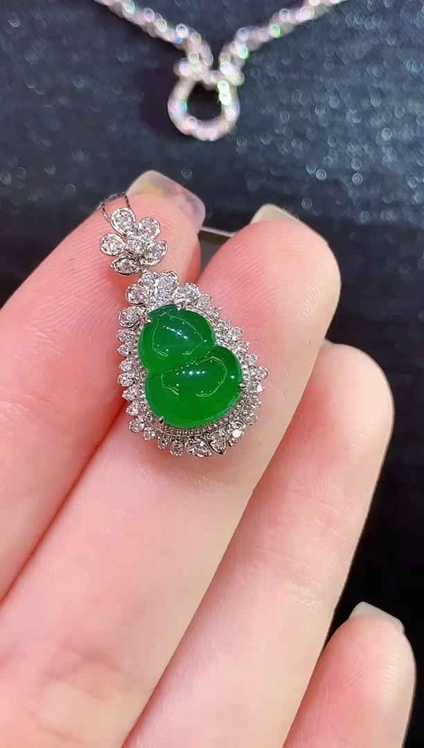 吊坠(不含链)18K金镶嵌翡翠CY多样性发其一