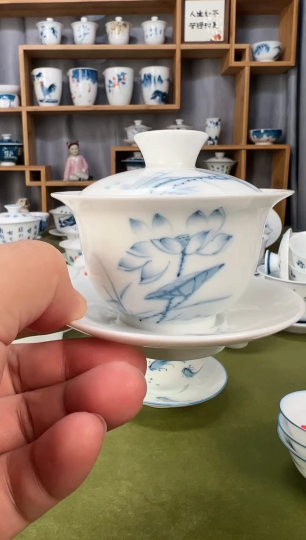 【闪购商品】素莲3.4盖碗1个纯手绘