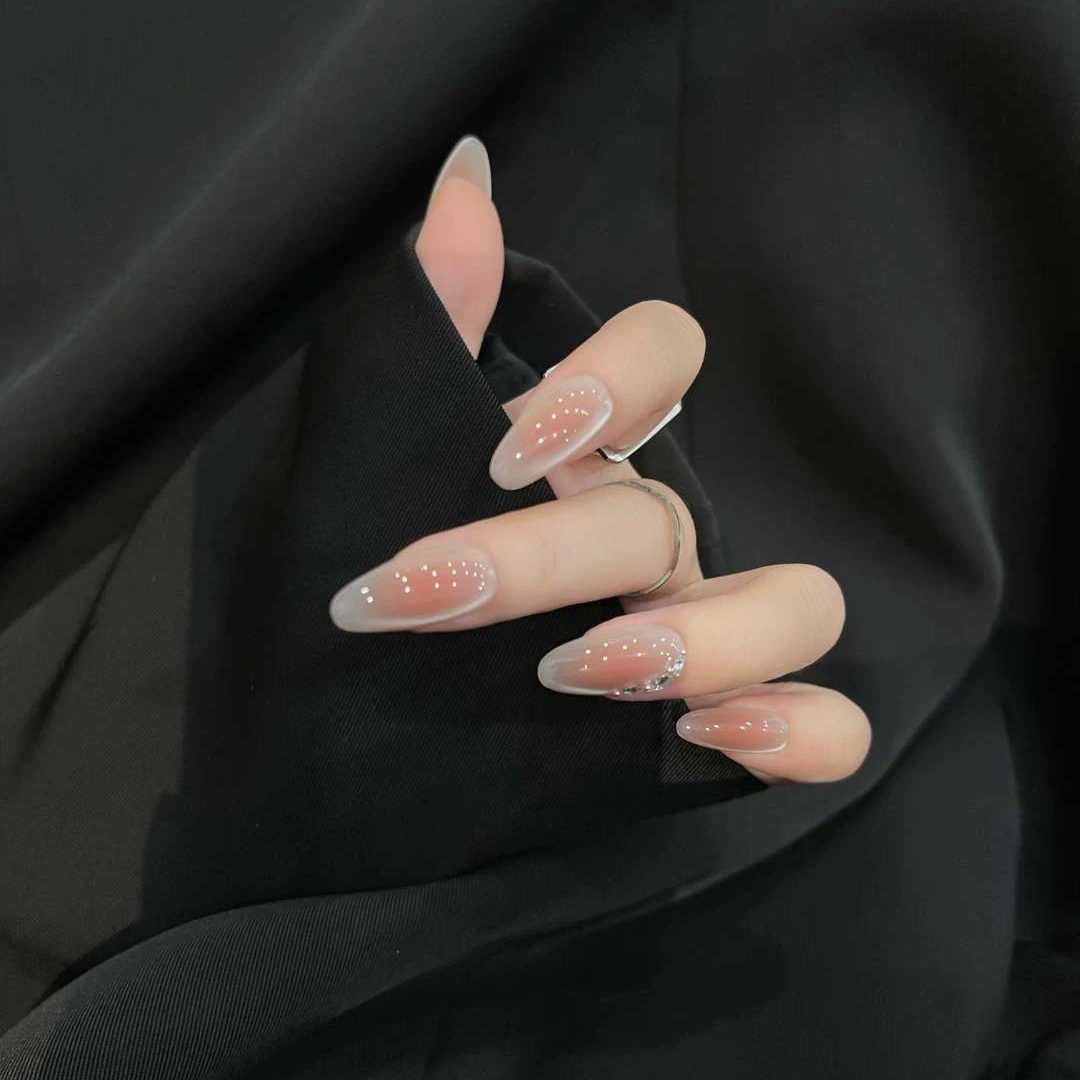 【粉月光】X_bg Nail小鼻嘎显白温柔腮红锆石婚甲水晶球猫眼