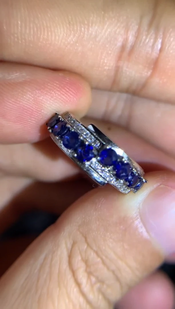 戒指蓝宝石银S925镶嵌皇家蓝