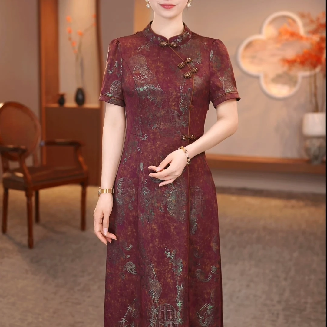 母亲节2025春夏新款洋气国风改良旗袍妈妈装连衣裙（飞）ZRF-25455