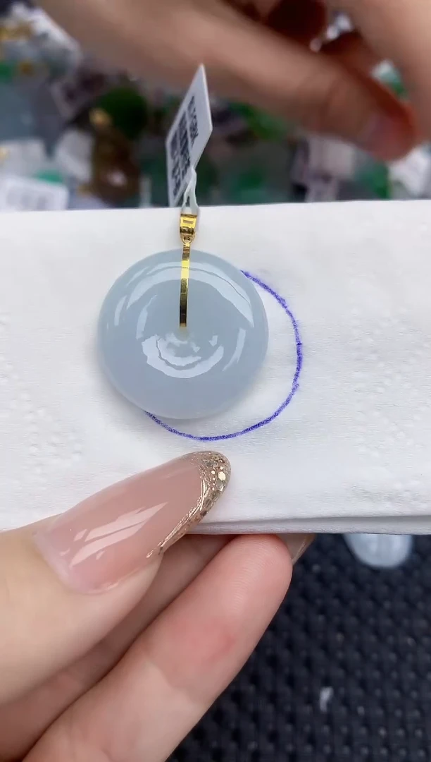 颈饰18K金镶嵌翡翠141   天然翡翠A货  百元以上9米证书费自理