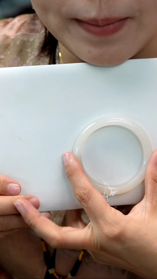 和田玉手镯未镶嵌藕粉56-57