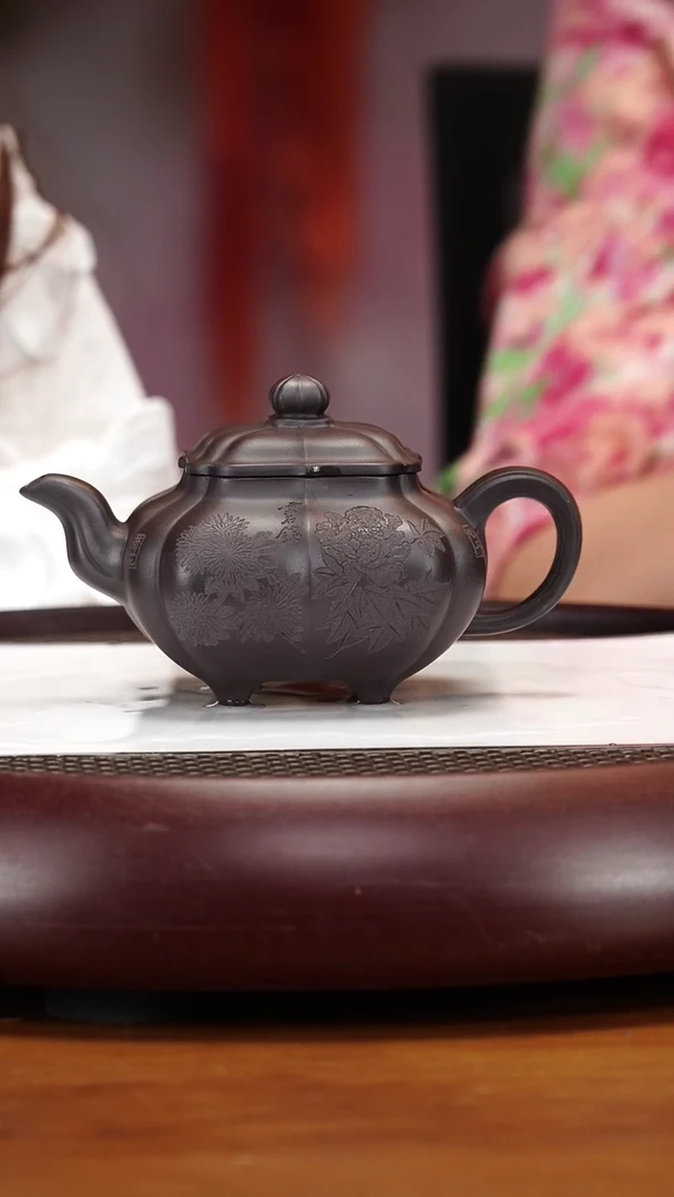 茶壶紫砂114ZCP筋纹传炉 黑墩头