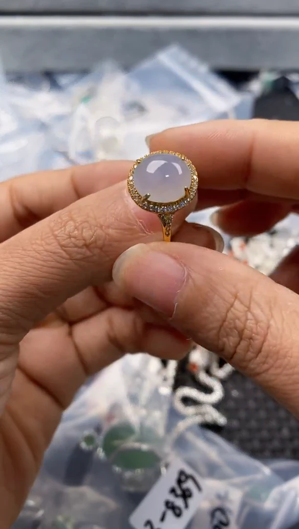 银S925镶嵌戒指翡翠444---9