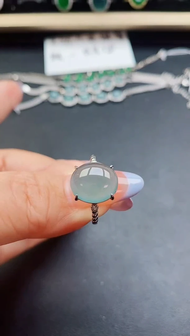 翡翠戒指银S925镶嵌21321