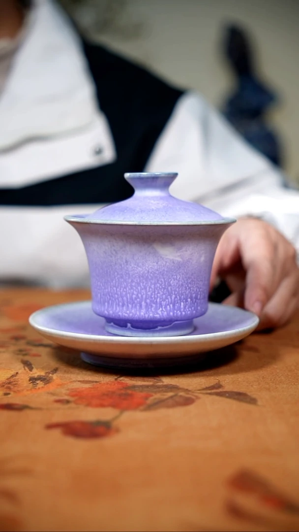 原矿石钧瓷茶器摆件