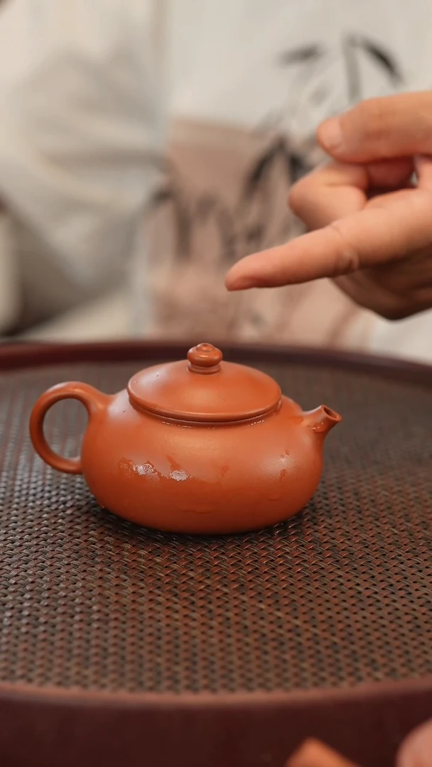 茶壶紫砂寒江 朱泥 150cc