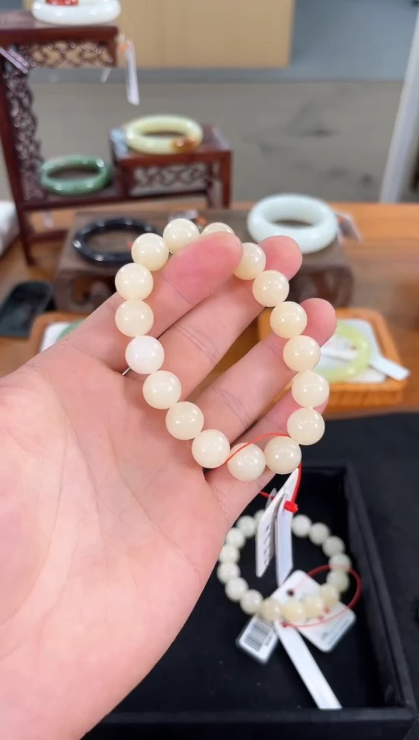 未镶嵌手串和田玉卡12青海野牛沟带糖 圆珠 多样性发一