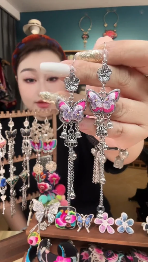 刺绣纯手工民族风刺绣耳环