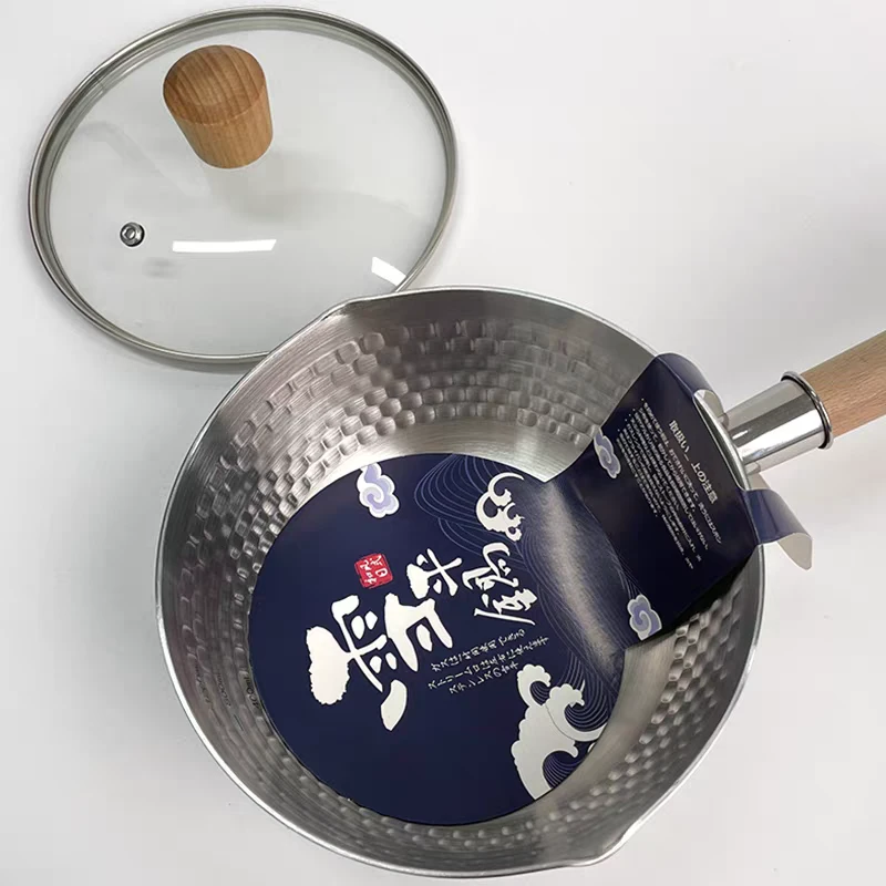 20cm304不锈钢雪平锅（带盖）汤锅奶锅木手柄