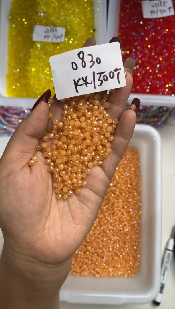 玻璃0830卡4扁水晶500颗ab橙玉