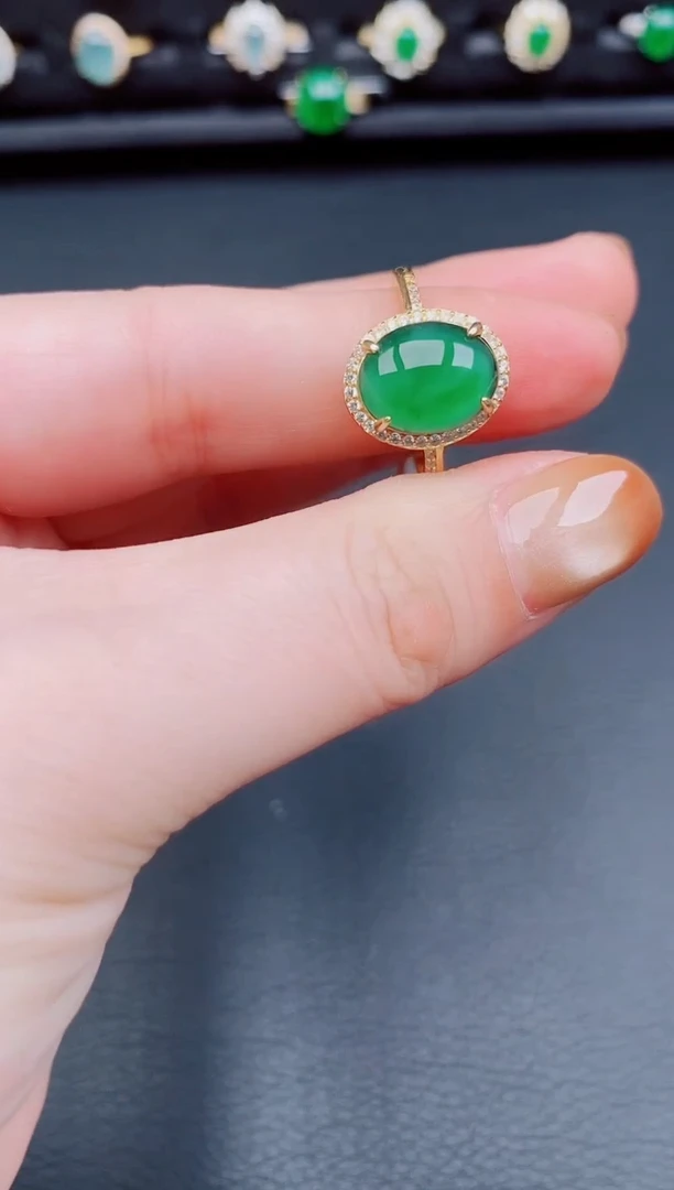 【闪购商品】翡翠戒指银S925镶嵌天然a货翡翠91