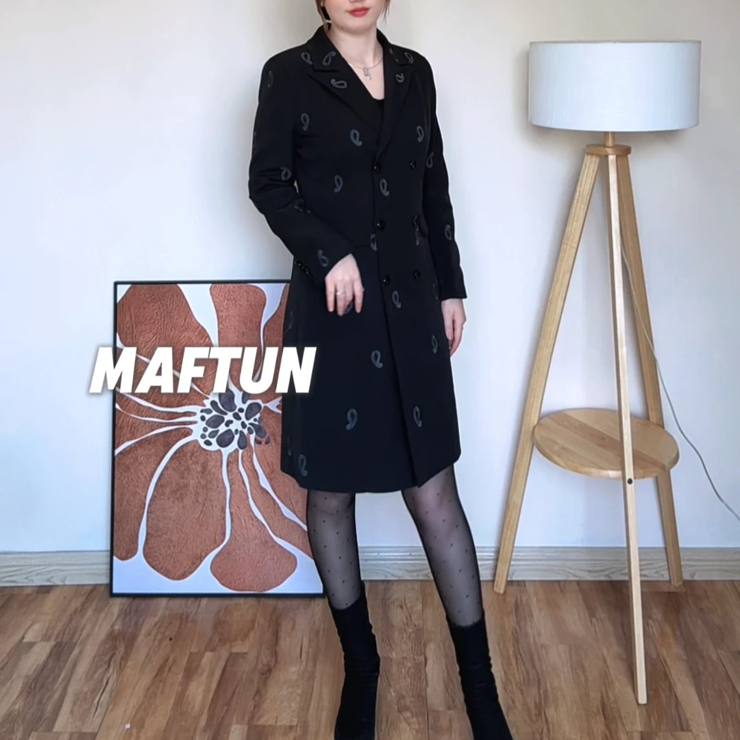 Maftun 民族风重工刺绣气质显瘦西装连衣裙