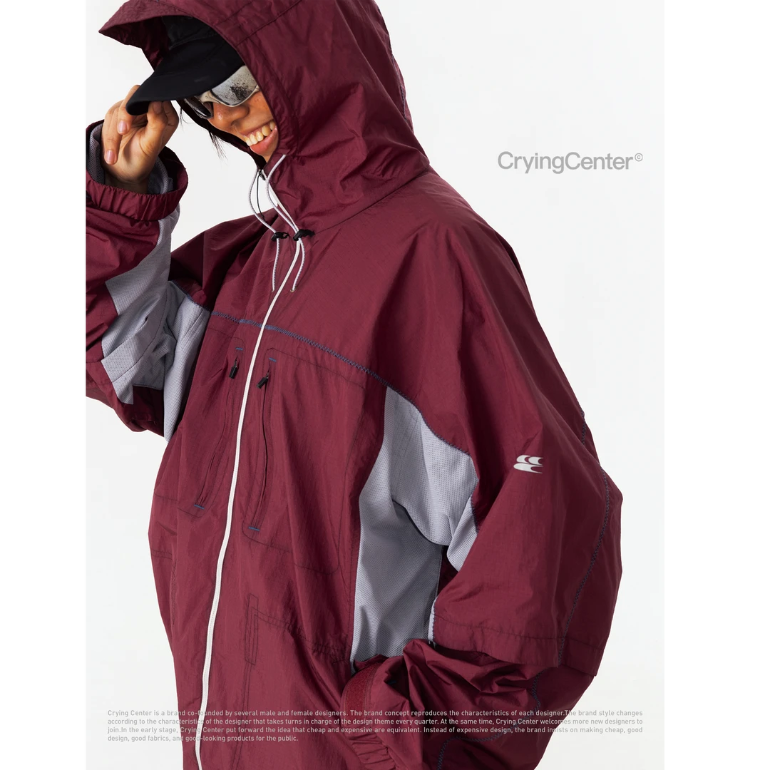 Crying center/哭喊中心格纹假两件重磅三防夹克外套