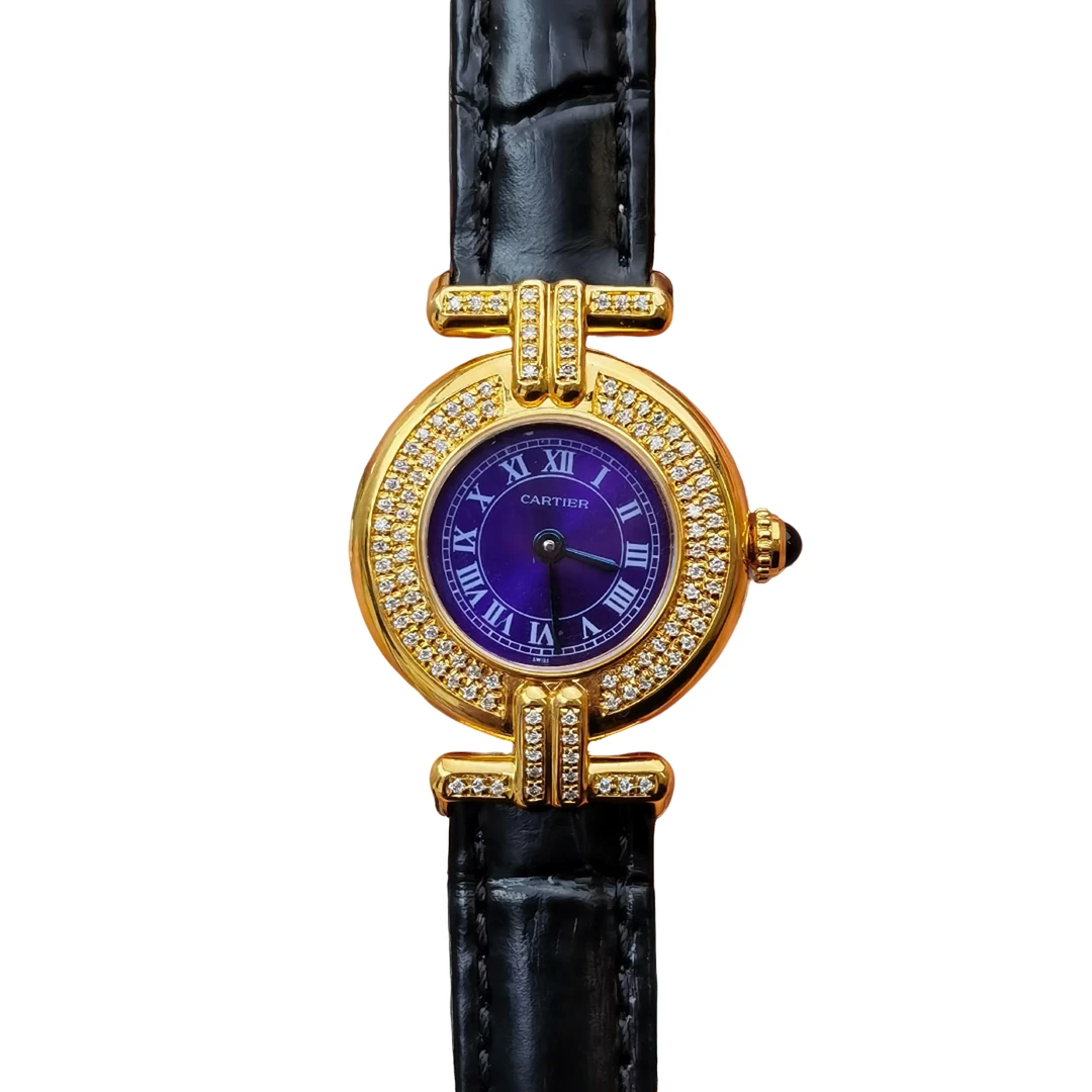99新 Cartier/卡地亚 【特价】金旋风紫盘后盘后钻石英24盘tw