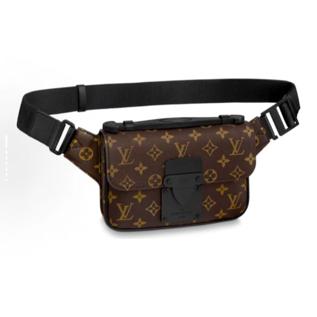 99新 LouisVuitton/路易威登 S-lock经典棕老花斜挎包 胸包