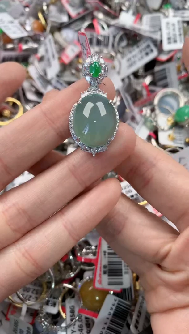 银S925镶嵌戒指翡翠9999----6