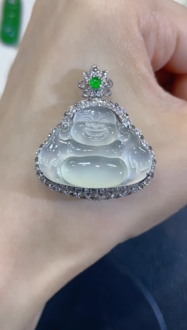 吊坠(不含链)18K金镶嵌翡翠团购45