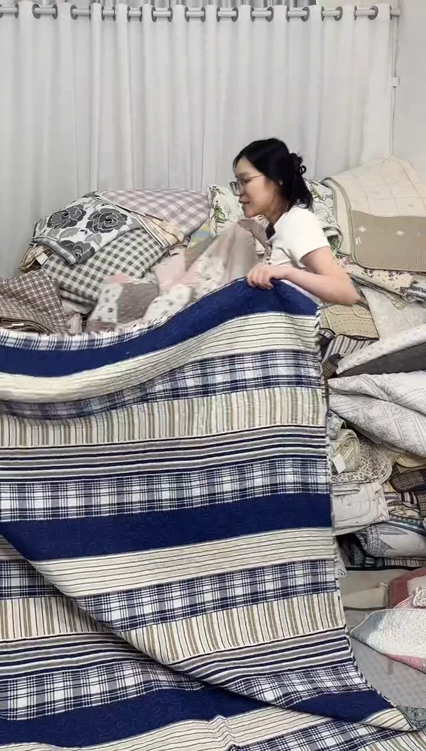 棉230*250蓝白格子