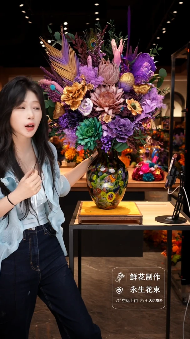 手工艺品琉璃手工花器花束空运包邮送货上门-以图片为准