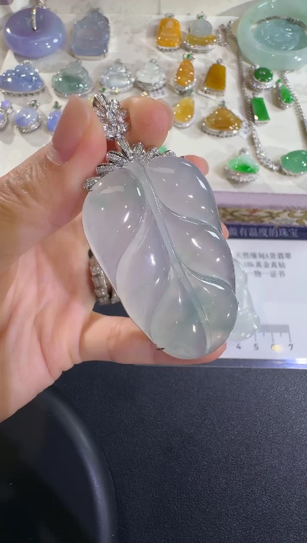 吊坠(不含链)18K金镶嵌翡翠【源头工厂】18k金钻石镶嵌