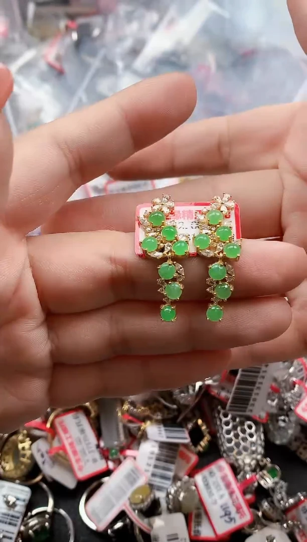 银S925镶嵌戒指翡翠天然A货缅甸翡翠