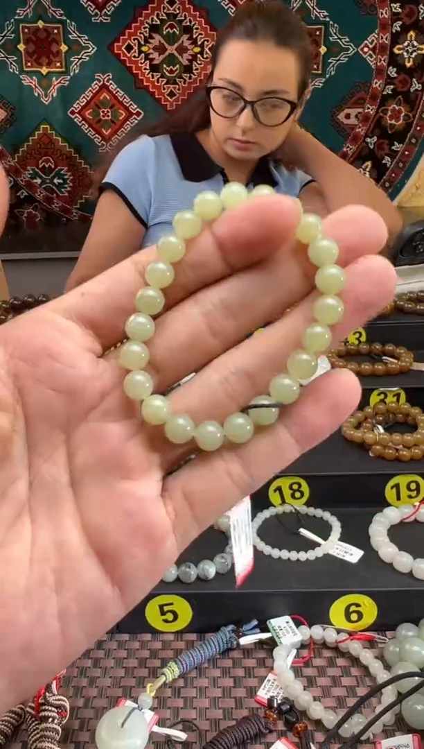 手串未镶嵌和田玉若羌料青黄口手串卡8