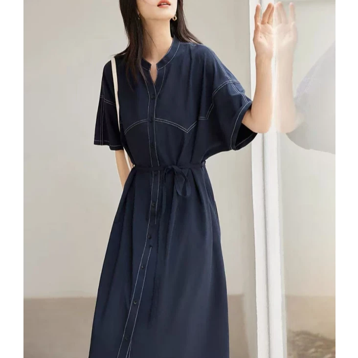 B 门店54&9！蔚蓝海岸连衣裙」轻薄松弛感莱赛尔天丝牛仔裙 C22029