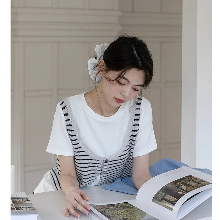 旋木记忆/法式俏皮 灰色针织吊带背心女秋设计感外穿上衣叠穿内搭