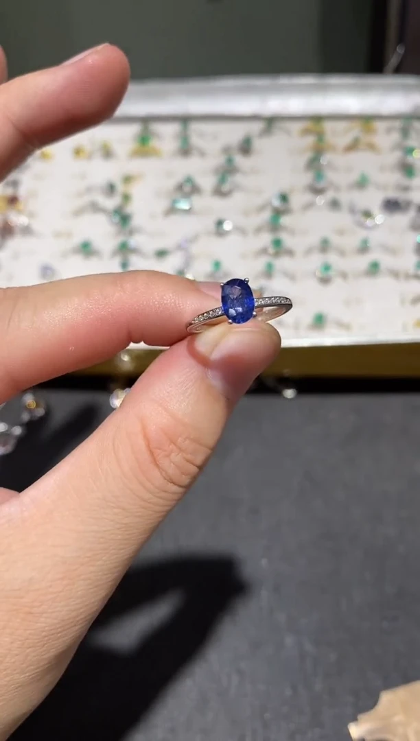 戒指蓝宝石银S925镶嵌戒指