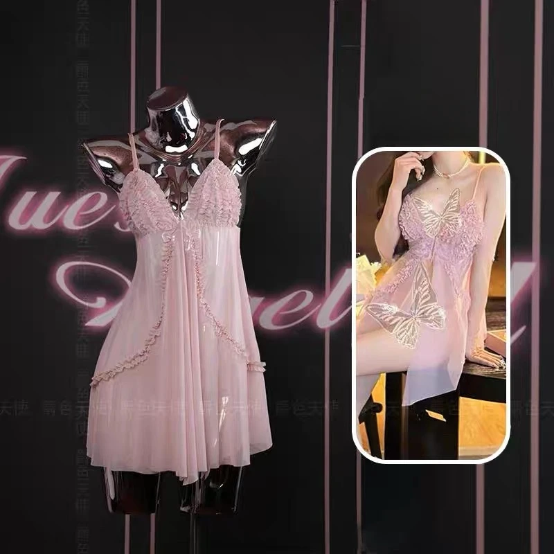 糖霜天使*80-130斤温柔吊带蕾丝气质网纱睡衣女爆款2025新款睡衣