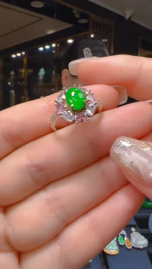 银S925镶嵌戒指翡翠001 （多样性发其一）